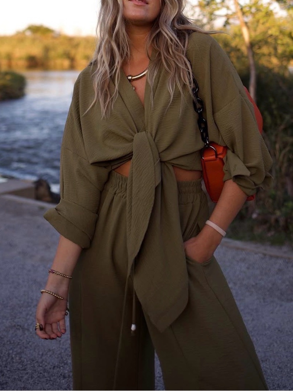 How Do You Wear That essential wide leg pants in olive.